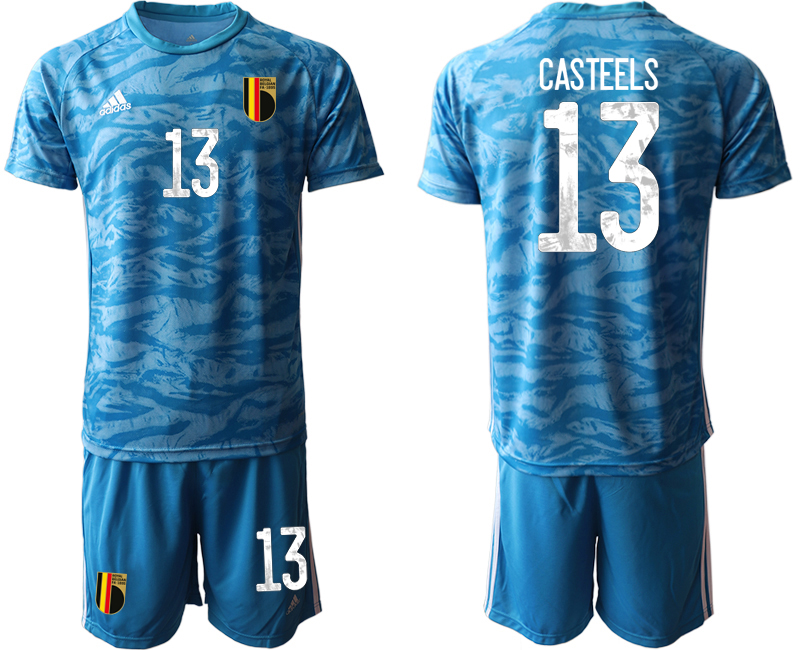 Men 2021 European Cup Belgium blue goalkeeper #13 Soccer Jerseys